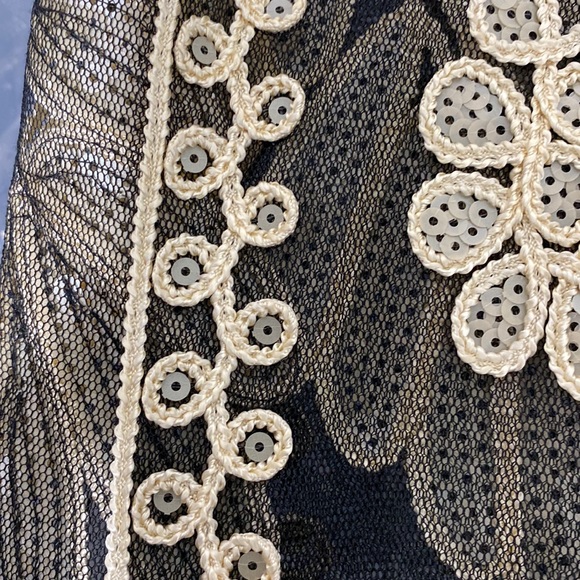 Simply Couture Elbow Sleeve Sheer Crochet Accent Soutache Sequin Tunic - Picture 6 of 6